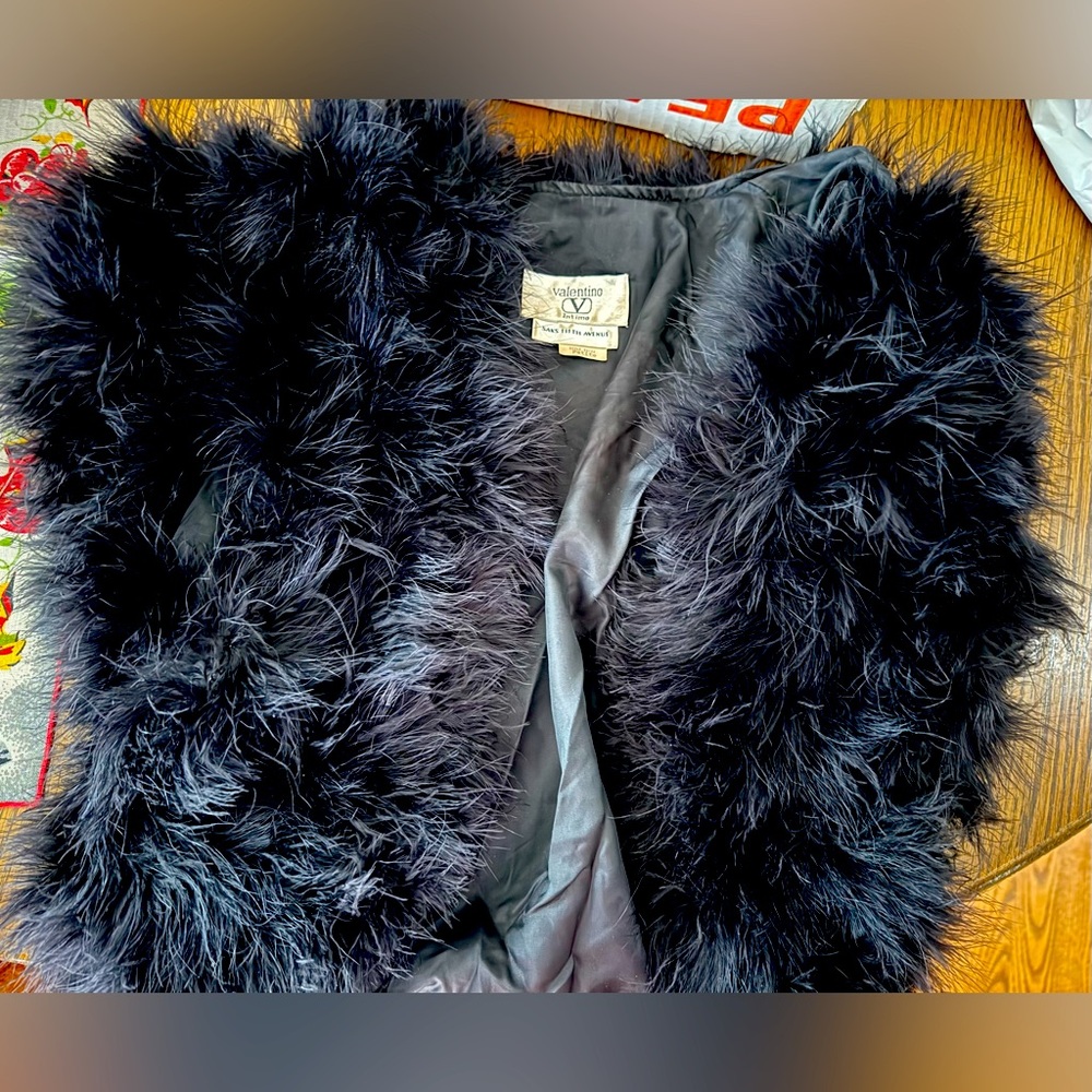 Vintage VALENTINO Black Feather Bolero Jacket  Size Petite - Picture 4 of 5